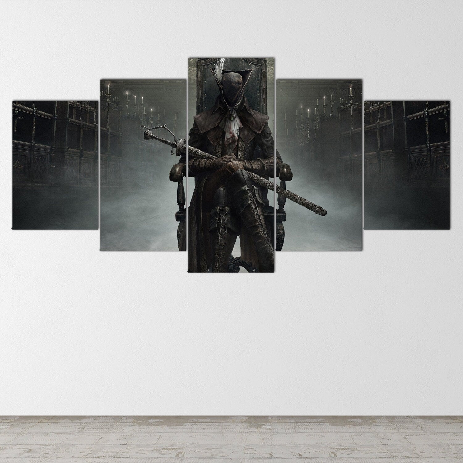 bloodborne-hunter-5-piece-canvas-wall-art-bloodborne-wall-art-bloodborne-hunter-poster-bloodborne-canvas-bloodborne-5-panel-g
