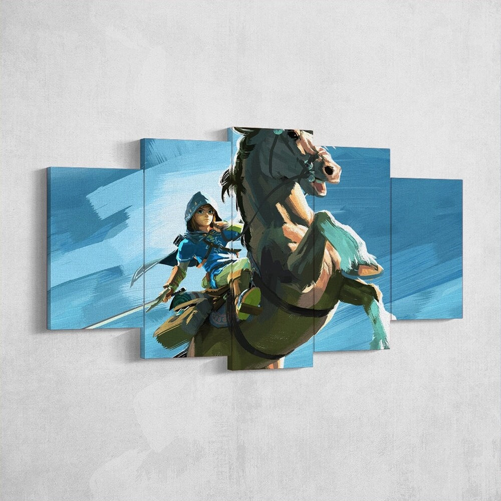 the-legend-of-zelda-5-piece-canvas-wall-art-extra-large-wall-art-the-legend-of-zelda-poster-the-legend-of-zelda-5-piece-5-pan