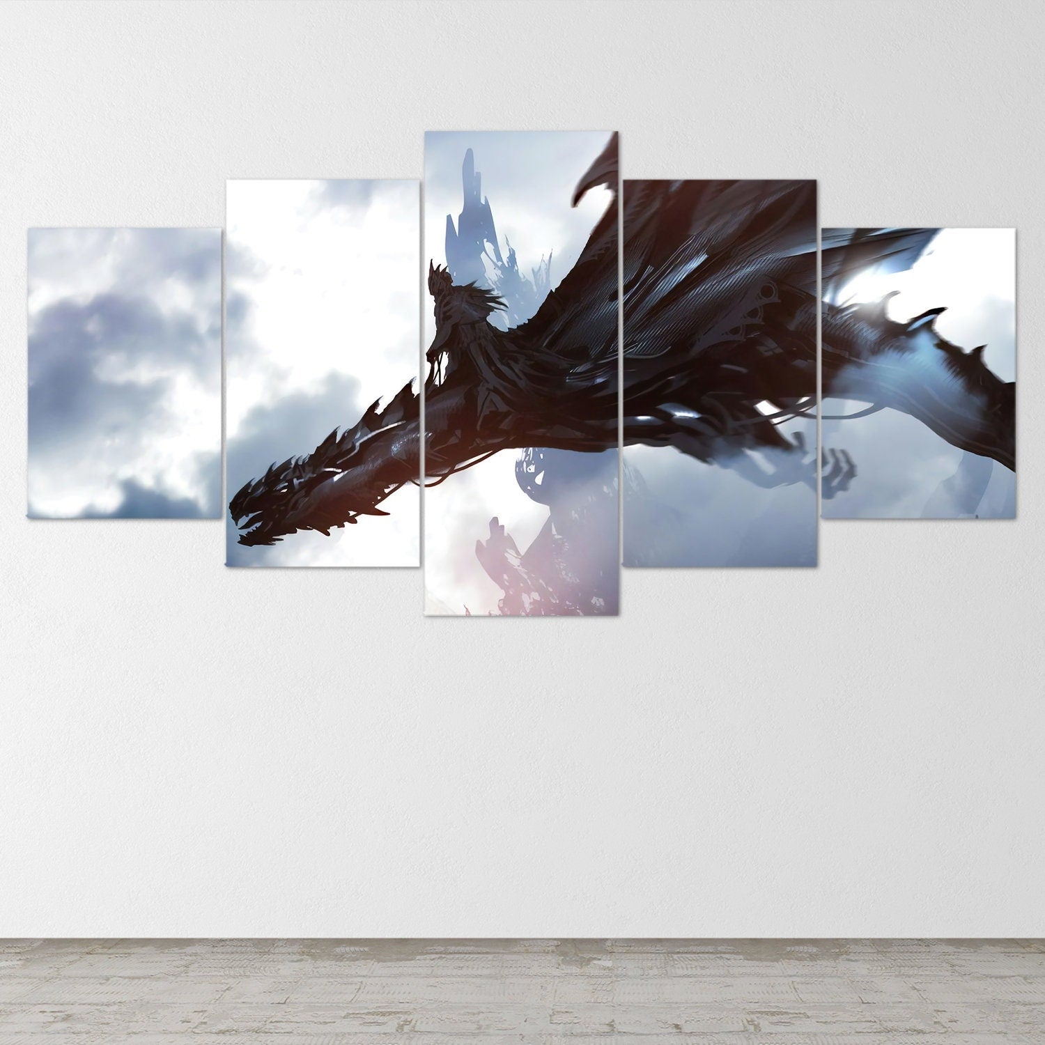 lord-of-the-rings-nazgul-dark-rider-fellbeast-5-piece-canvas-wall-art-canvas-art-extra-large-wall-art-lotr-poster-5-piece-5-p