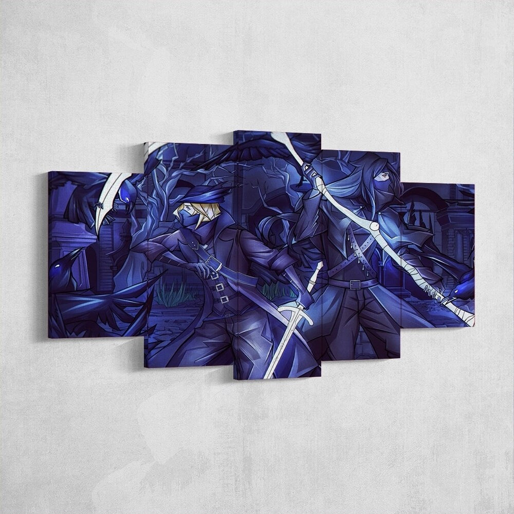 bloodborne-hunter-5-piece-canvas-wall-art-bloodborne-wall-art-bloodborne-hunter-poster-bloodborne-canvas-bloodborne-5-panel-g