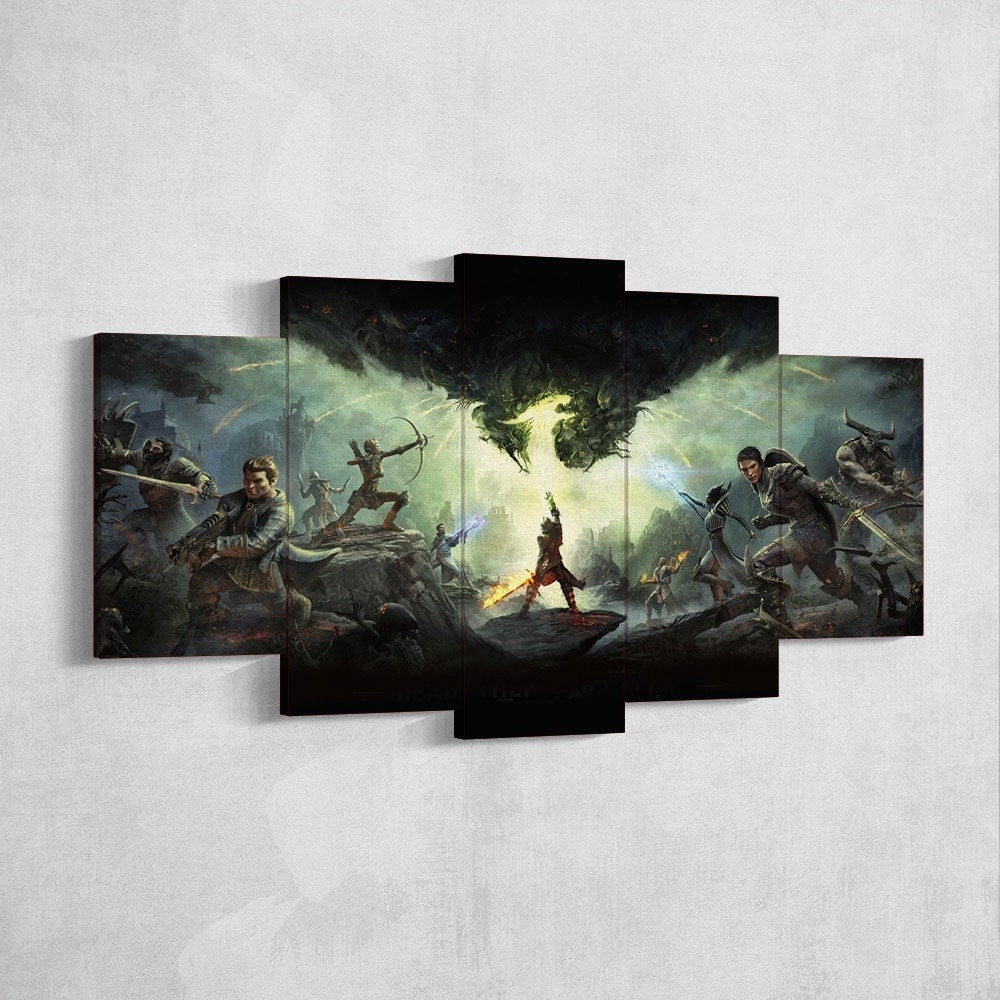 dragon-age-inquisitions-5-piece-canvas-wall-art-dragon-age-origins-dragon-age-wall-art-dragon-age-poster-dragon-age-2-5-panel