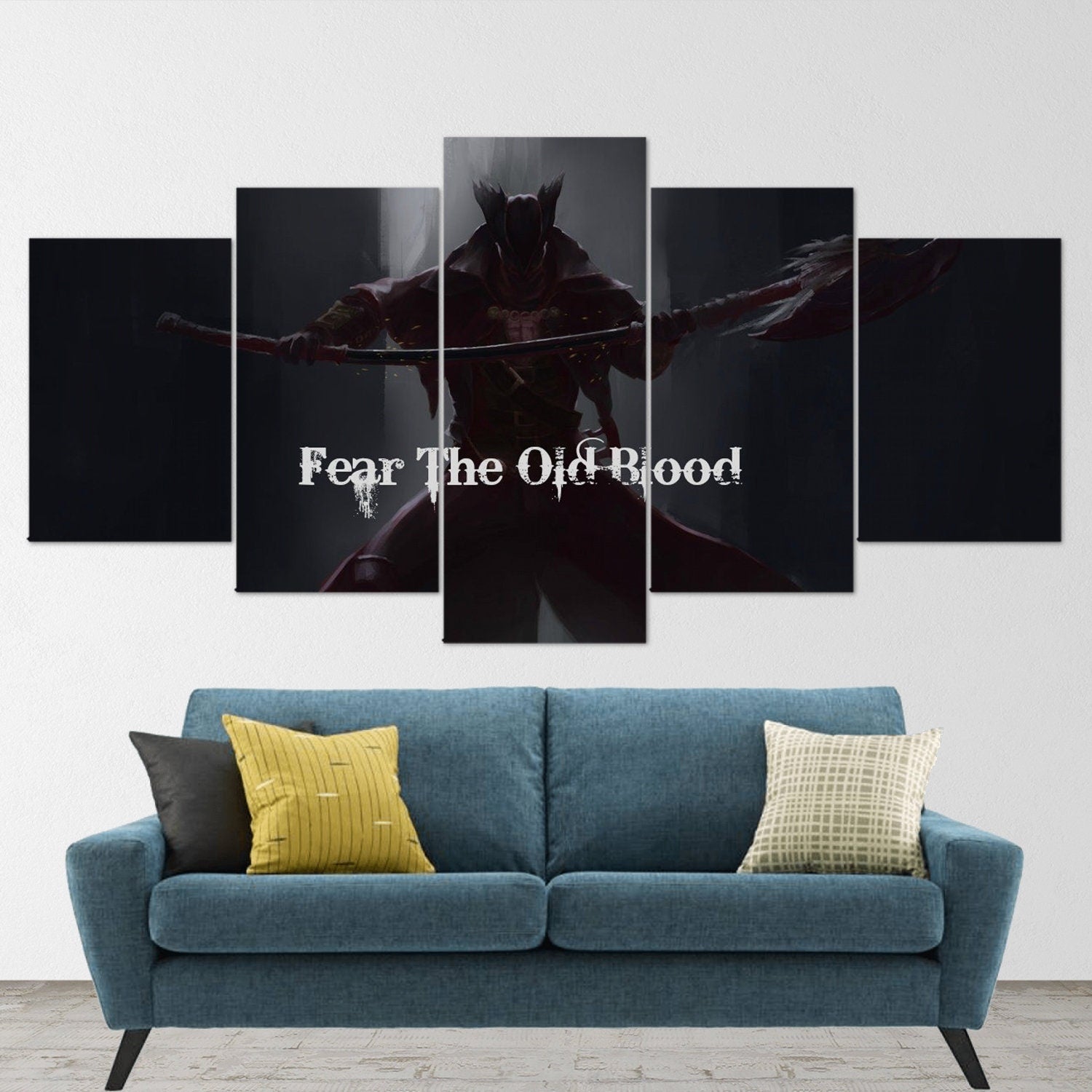 bloodborne-hunter-5-piece-canvas-wall-art-bloodborne-wall-art-bloodborne-hunter-poster-bloodborne-canvas-bloodborne-5-panel-g