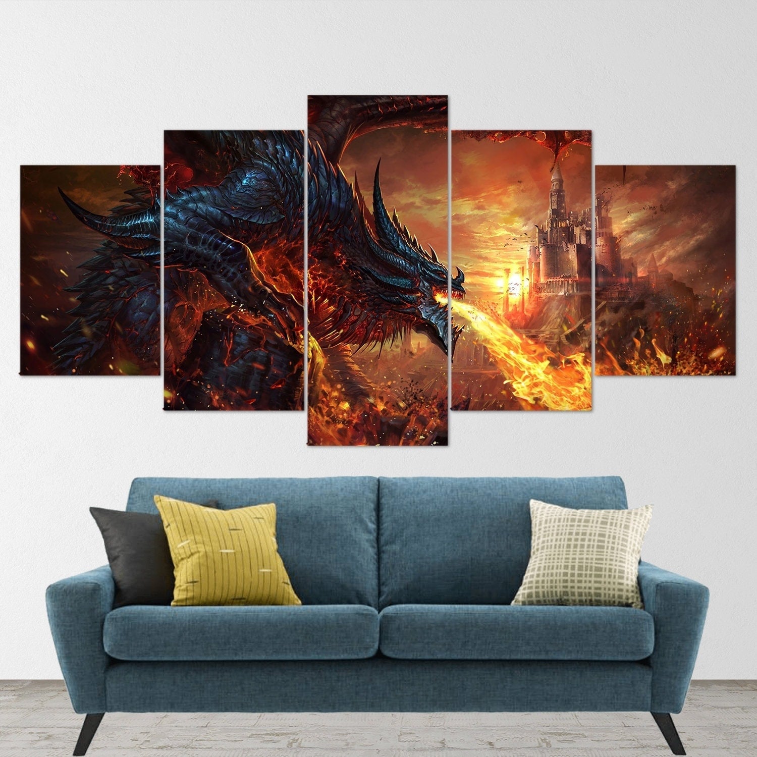 dragon-fire-fantasy-dragon-age-5-piece-canvas-wall-art-dragon-canvas-art-extra-large-wall-art-dragon-poster-5-piece-5-panel-1