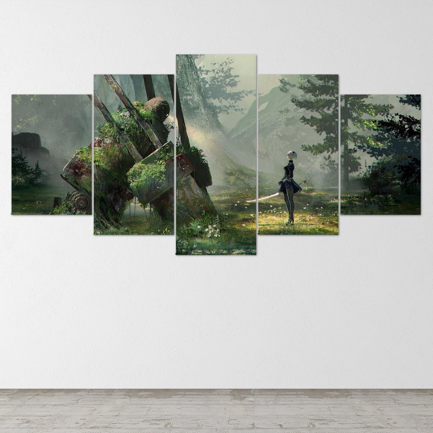 nier-automata-5-piece-canvas-wall-art-nier-automata-poster-nier-automata-art-nier-automata-print-nier-automata-2b-nier-automa