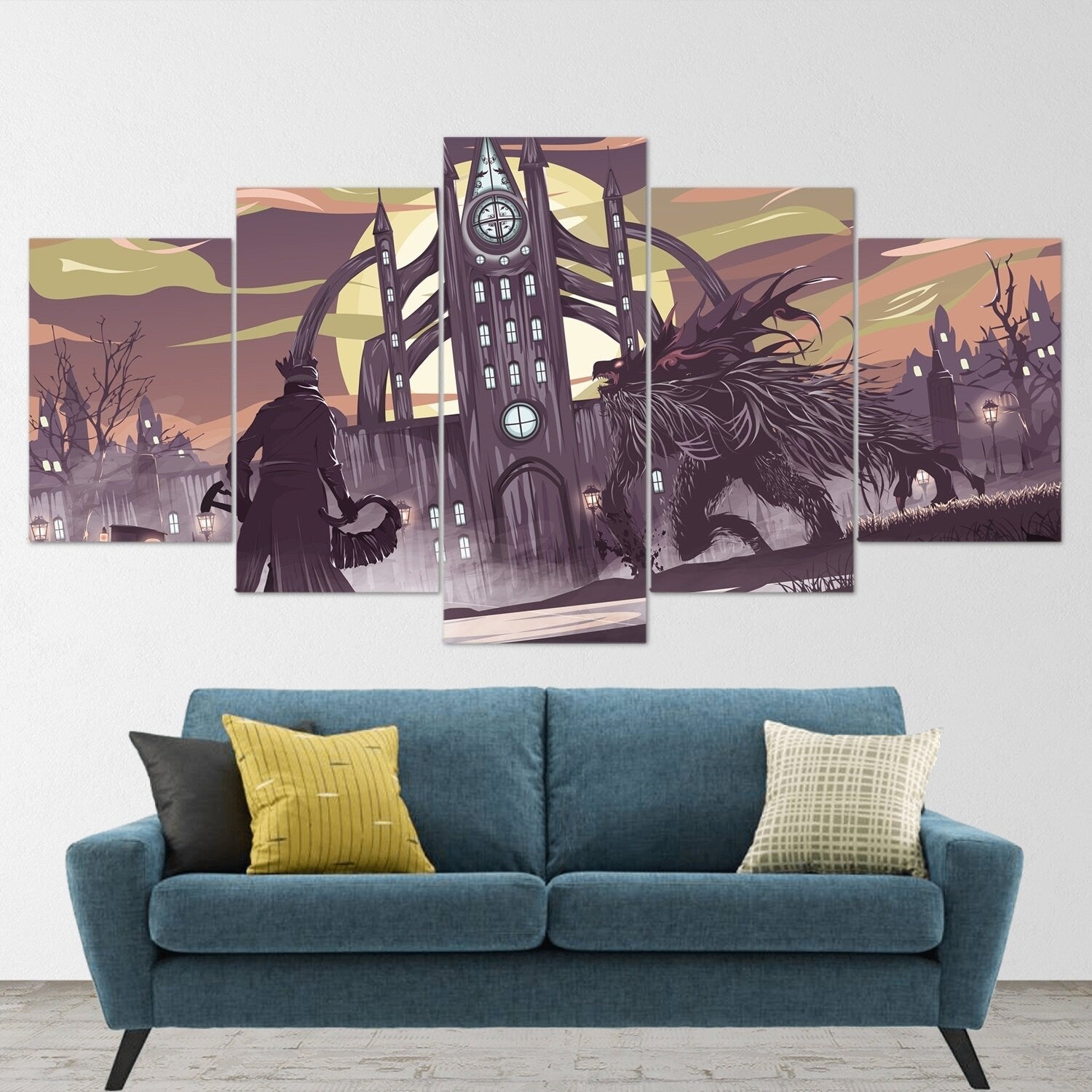 bloodborne-hunter-5-piece-canvas-wall-art-bloodborne-wall-art-bloodborne-hunter-poster-bloodborne-canvas-bloodborne-5-panel-g