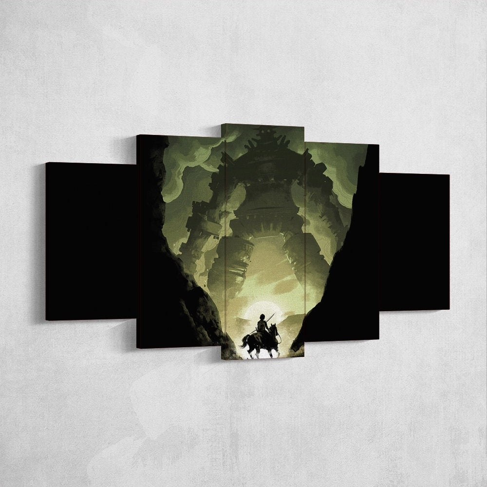 shadow-of-the-colossus-5-piece-canvas-wall-art-shadow-of-the-colossus-wall-art-shadow-of-colossus-poster-shadow-of-the-coloss