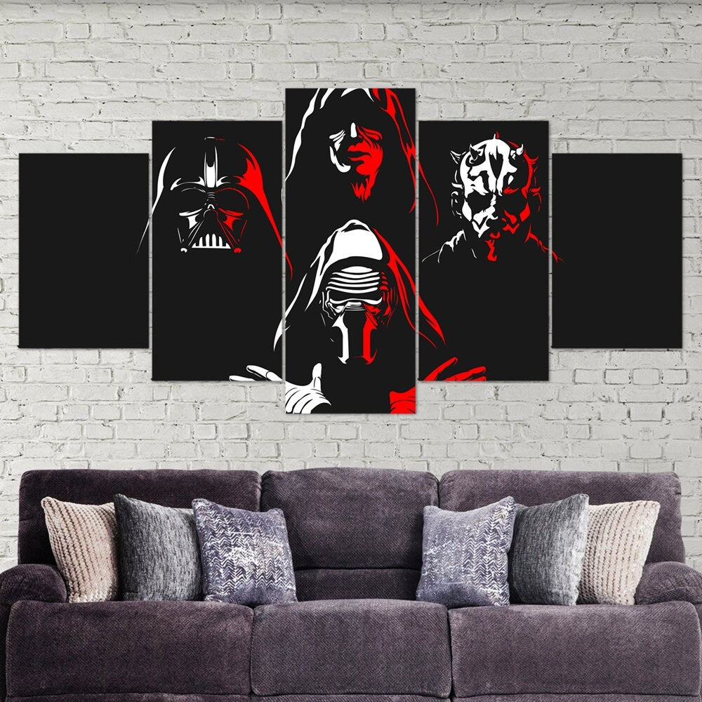 dark-side-siths-darth-vader-darth-maul-kylo-ren-5-piece-canvas-wall-art-canvas-print-star-wars-decor-art-multi-panel-gift