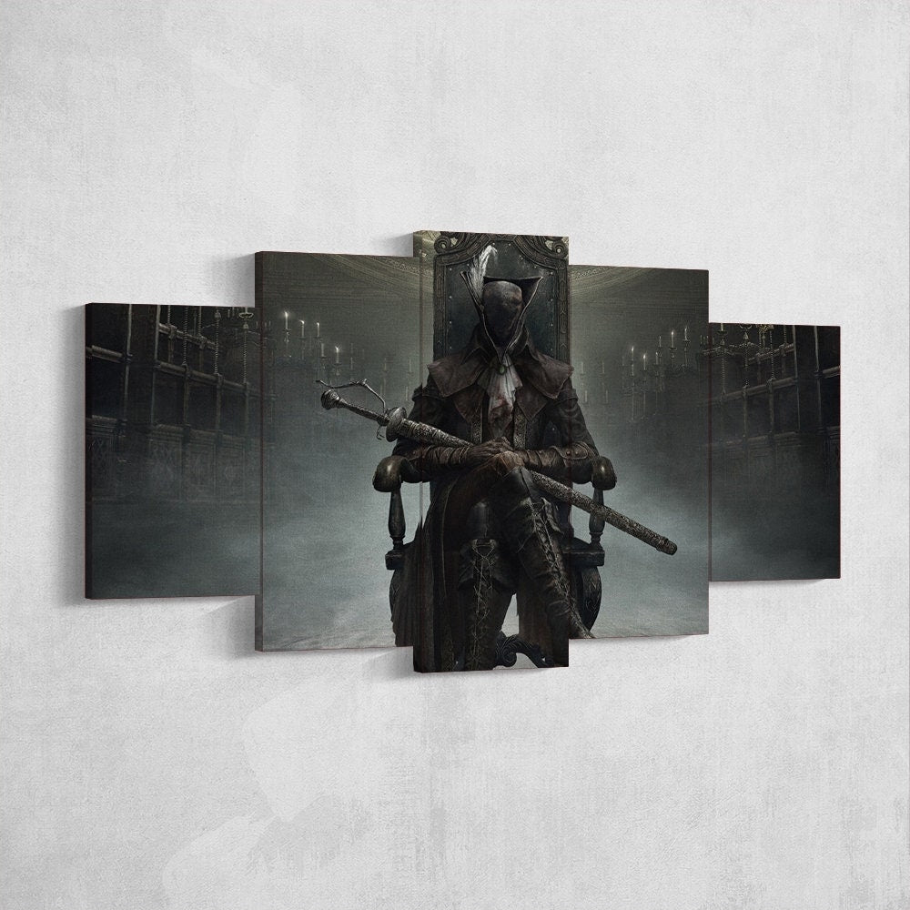 bloodborne-hunter-5-piece-canvas-wall-art-bloodborne-wall-art-bloodborne-hunter-poster-bloodborne-canvas-bloodborne-5-panel-g