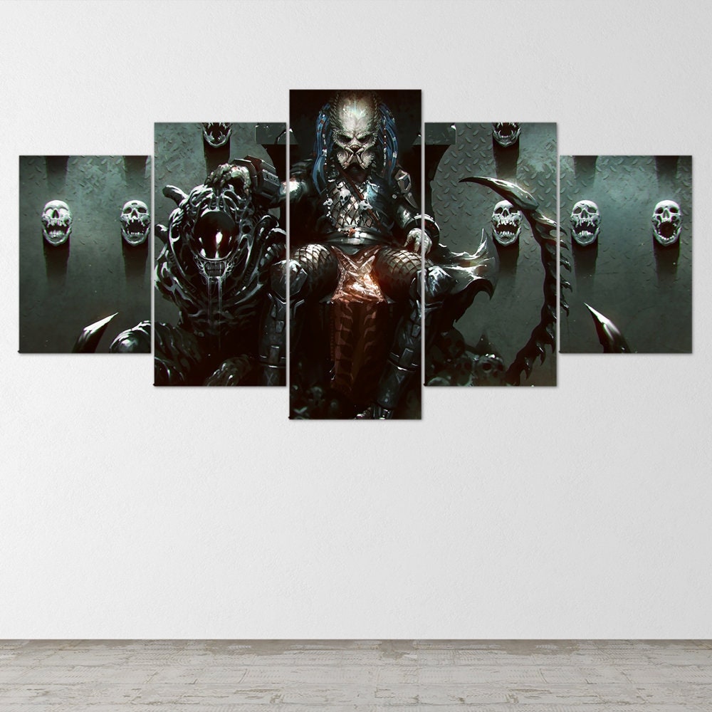 predator-alien-art-fantasy-art-5-piece-canvas-wall-art-canvas-print-predator-decor-art-extra-large-wall-art-predator-poster-5