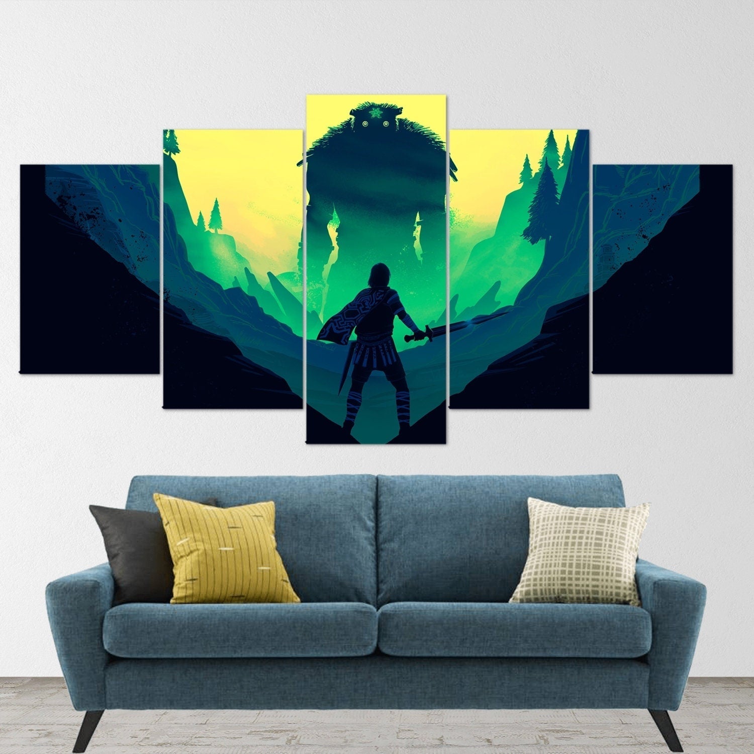 shadow-of-the-colossus-5-piece-canvas-wall-art-shadow-of-the-colossus-wall-art-shadow-of-colossus-poster-shadow-of-the-coloss