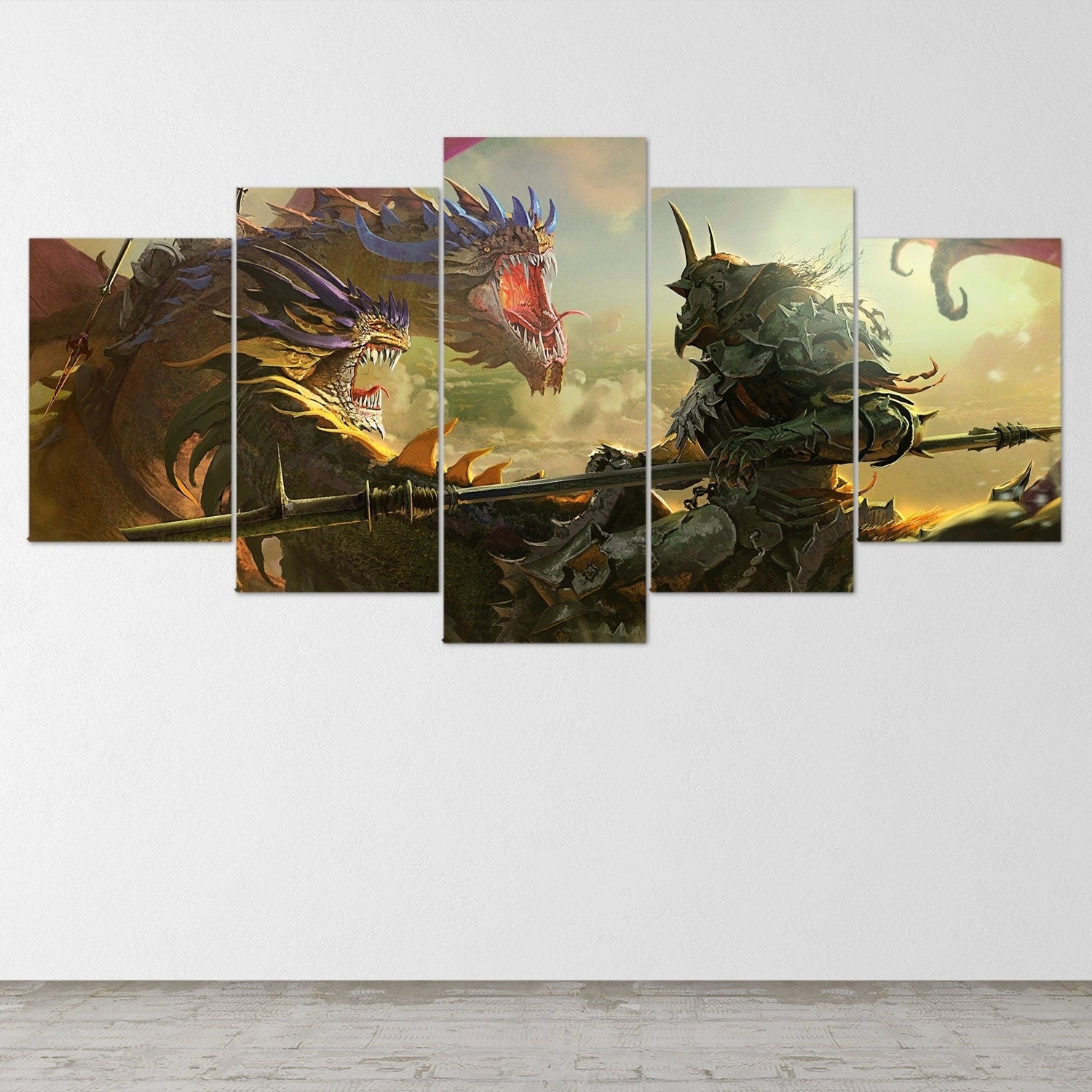dragon-fire-fantasy-dragon-age-5-piece-canvas-wall-art-dragon-canvas-art-extra-large-wall-art-dragon-poster-5-piece-5-panel-4