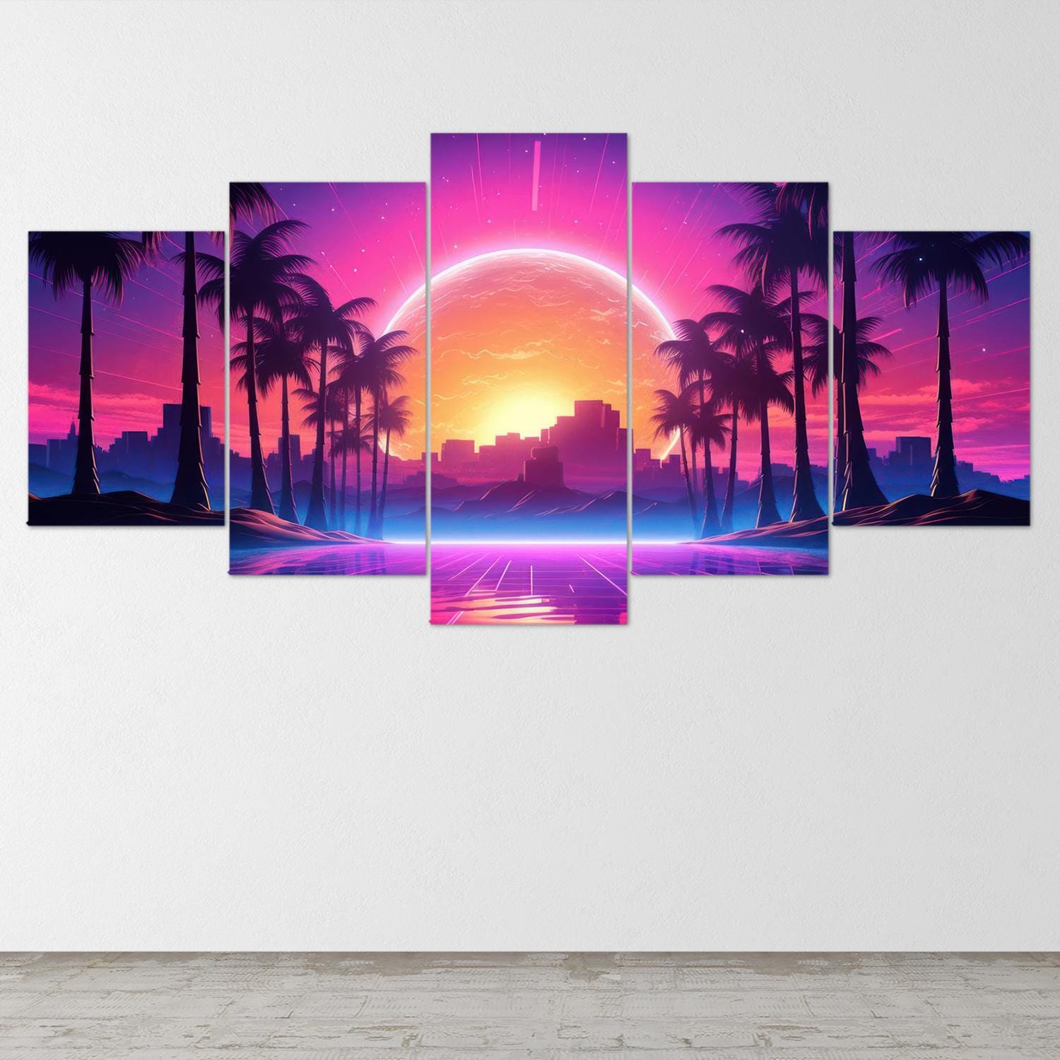 vaporwave-sunset-5-piece-canvas-wall-art-synthwave-wall-decor-for-bedroom-and-living-room-retrowave-wall-art-large-wall-art-p