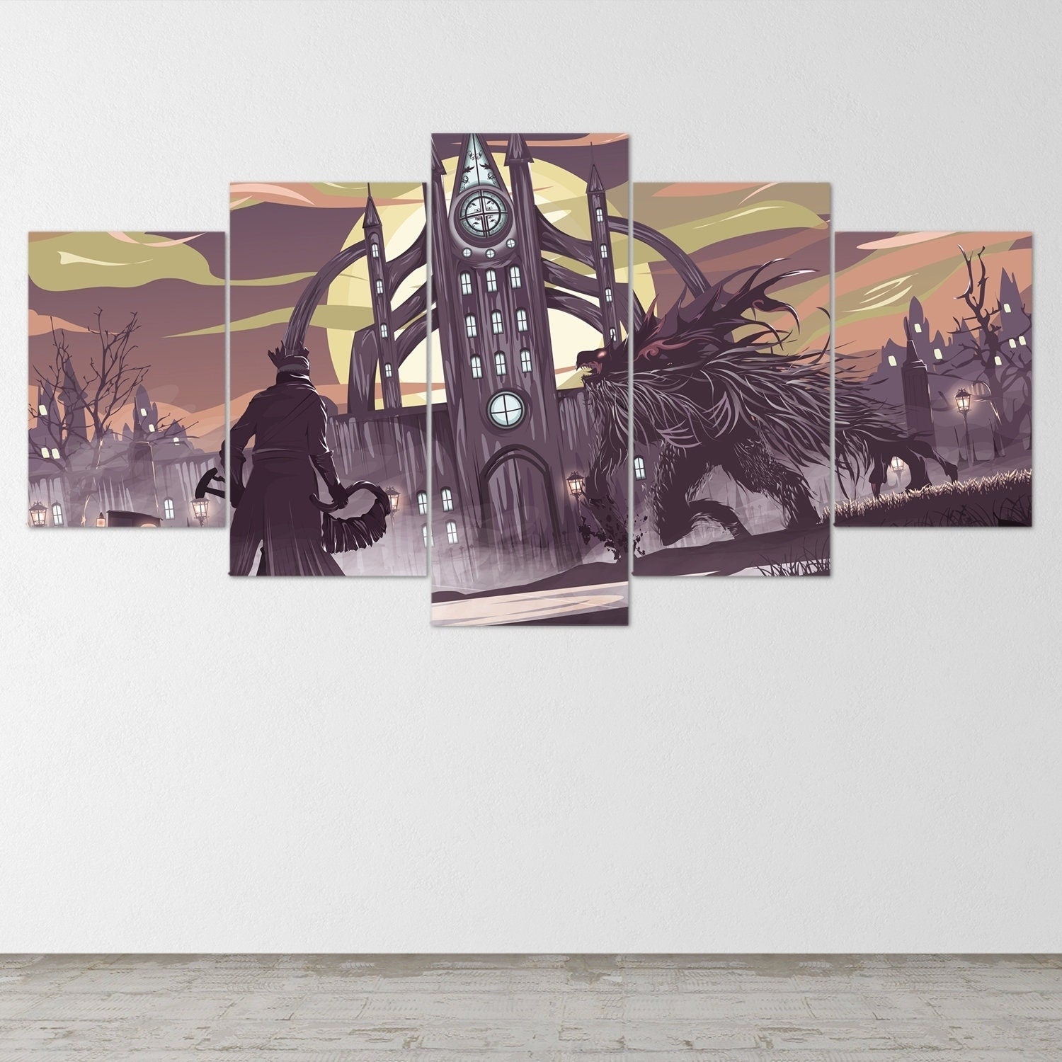 bloodborne-hunter-5-piece-canvas-wall-art-bloodborne-wall-art-bloodborne-hunter-poster-bloodborne-canvas-bloodborne-5-panel-g