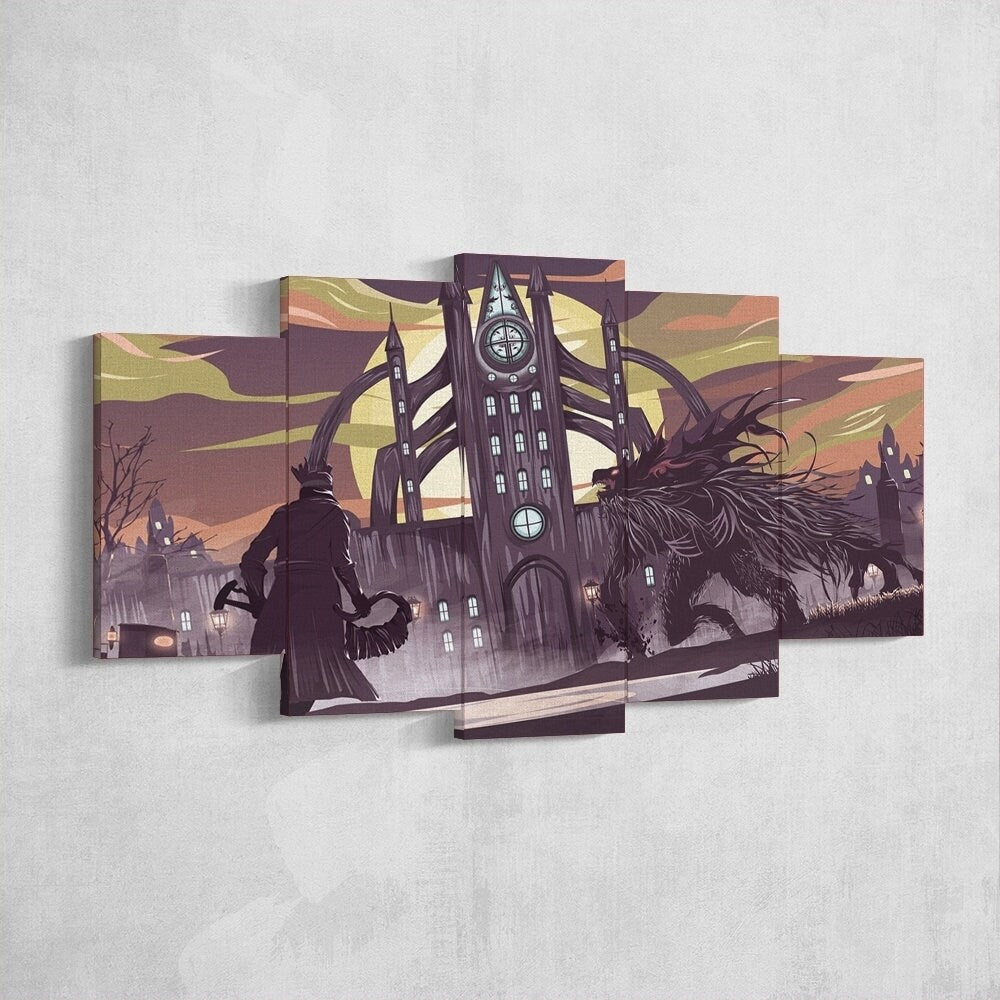 bloodborne-hunter-5-piece-canvas-wall-art-bloodborne-wall-art-bloodborne-hunter-poster-bloodborne-canvas-bloodborne-5-panel-g