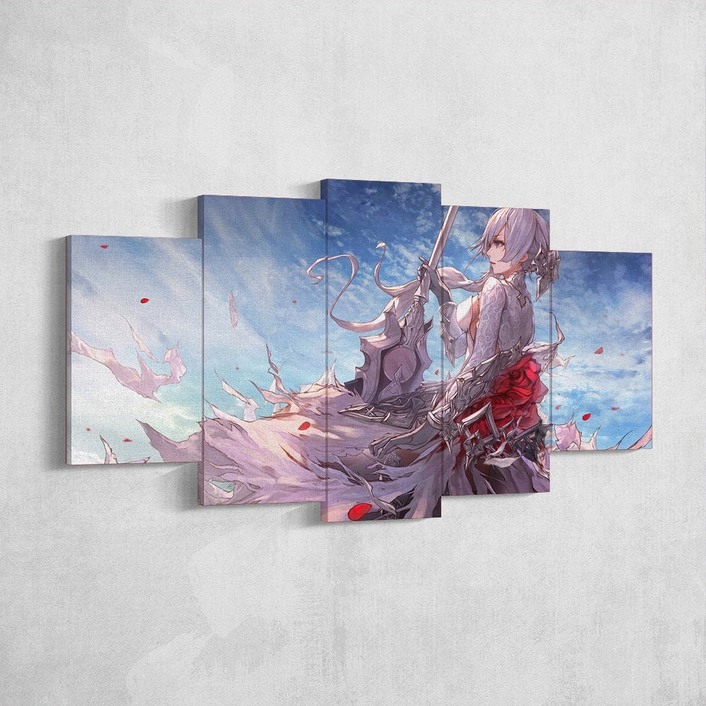 anime-girl-warrior-fantasy-5-piece-canvas-wall-art-anime-girl-art-canvas-art-extra-large-wall-art-anime-girl-poster-5-piece-5