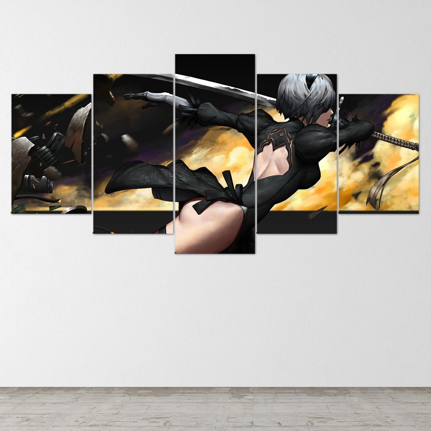nier-automata-5-piece-canvas-wall-art-nier-automata-poster-nier-automata-art-nier-automata-print-nier-automata-2b-nier-automa