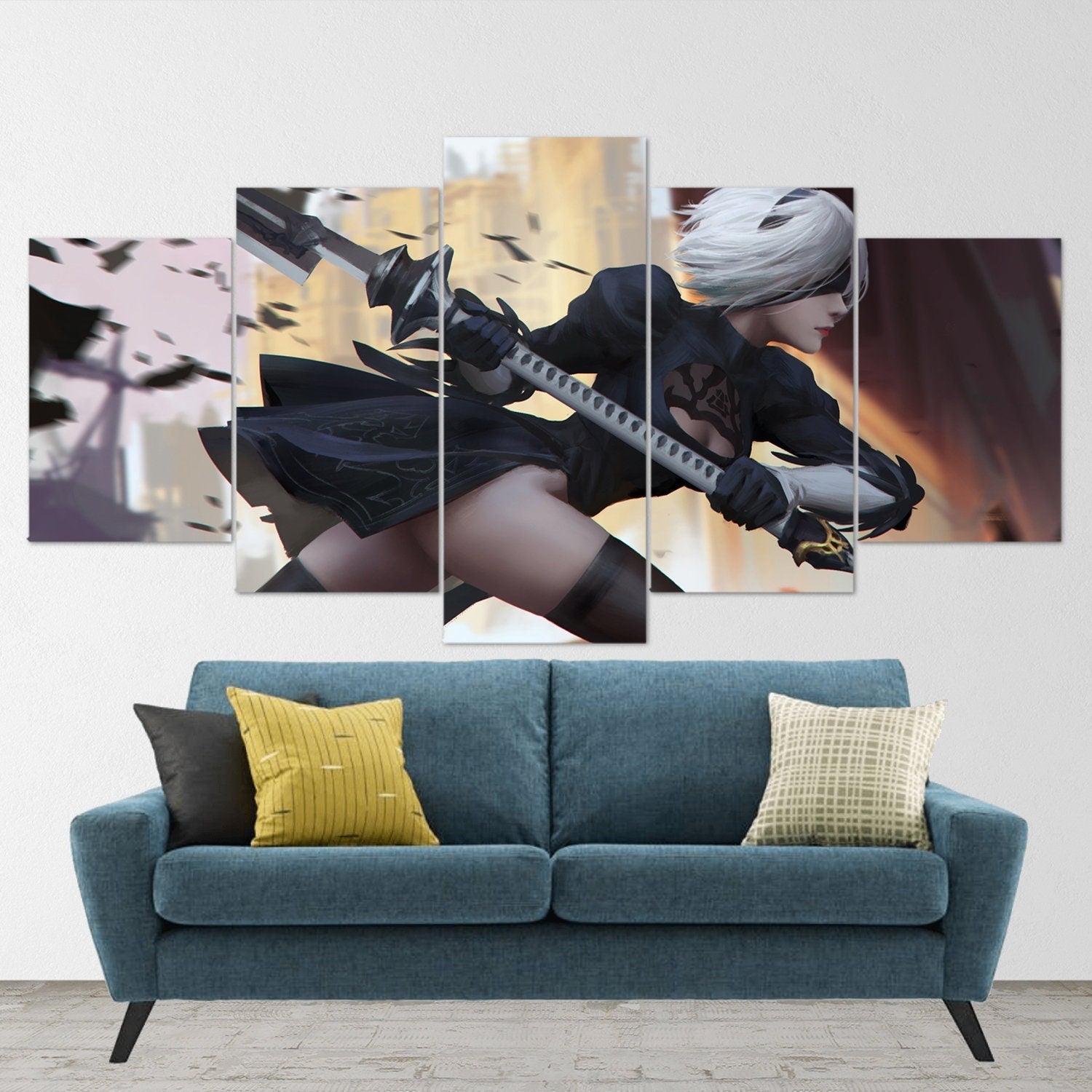 nier-automata-5-piece-canvas-wall-art-nier-automata-poster-nier-automata-art-nier-automata-print-nier-automata-2b-nier-automa