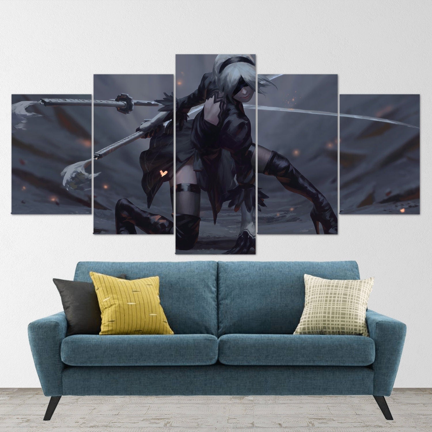 nier-automata-5-piece-canvas-wall-art-nier-automata-poster-nier-automata-art-nier-automata-print-nier-automata-2b-nier-automa