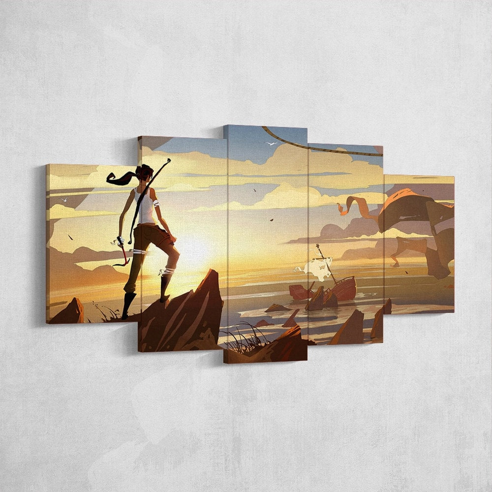 tomb-raider-lara-croft-5-piece-canvas-wall-art-tomb-raider-art-tomb-raider-poster-tomb-raider-canvas-tomb-raider-5-panel-prin