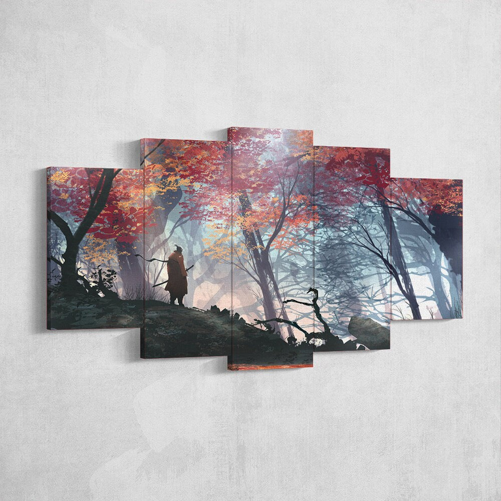 sekiro-shadows-die-twice-5-piece-canvas-wall-art-sekiro-gift-extra-large-wall-art-sekiro-poster-5-piece-5-panel