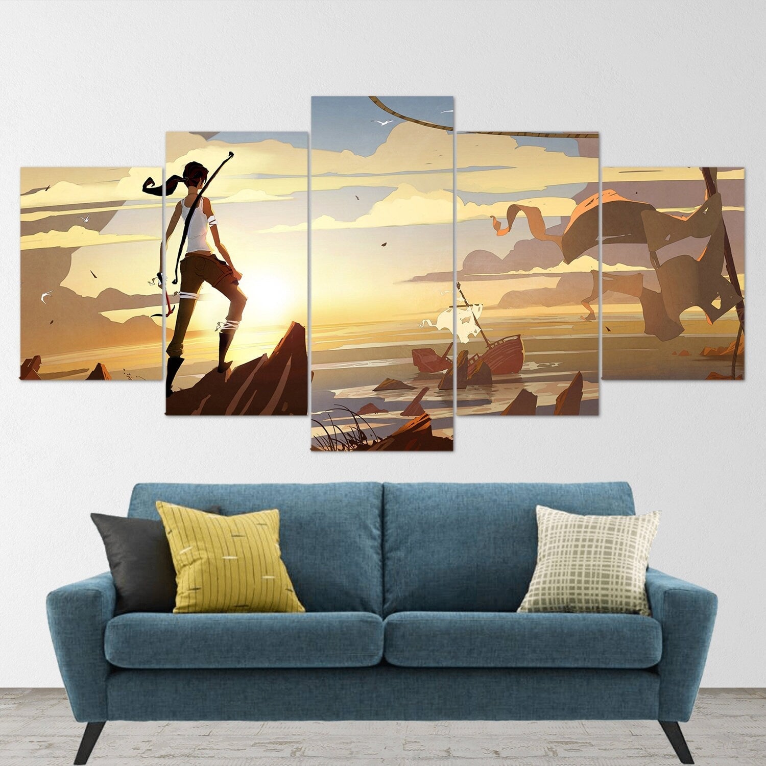 tomb-raider-lara-croft-5-piece-canvas-wall-art-tomb-raider-art-tomb-raider-poster-tomb-raider-canvas-tomb-raider-5-panel-prin
